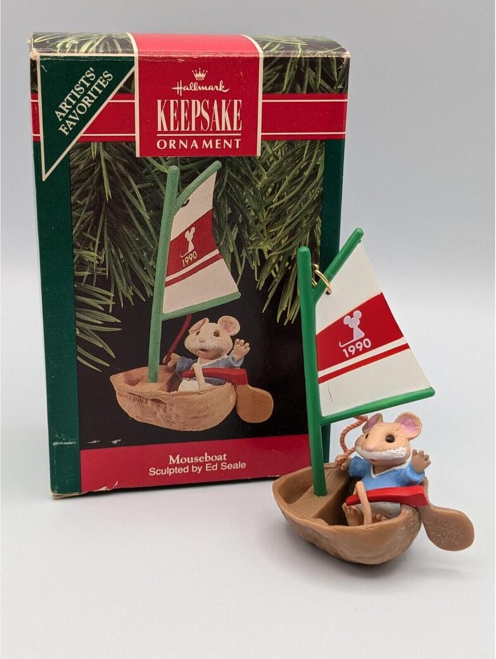 Hallmark Keepsake Mouseboat 1990, Vintage Christmas Ornament